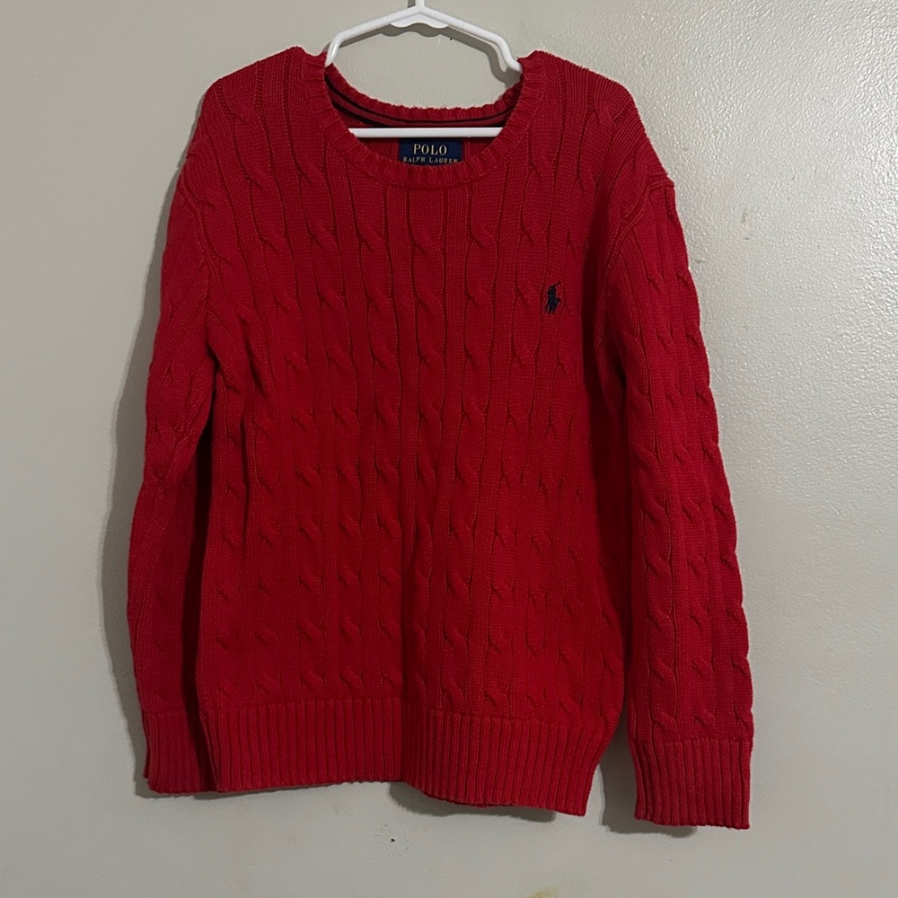 Polo by Ralph Lauren Red Cable Knit Sweater